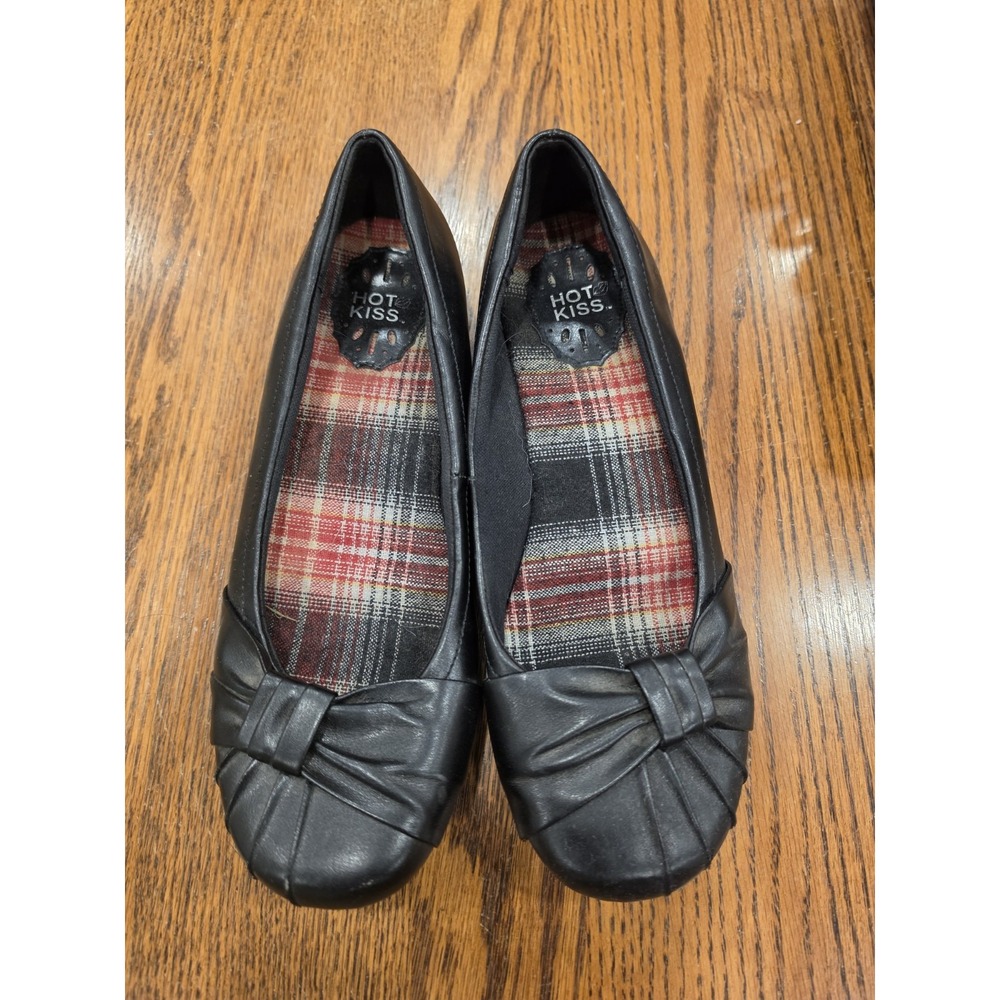 Y2K Hot Kiss Womens Ballet Flats Slip On Shoes Size 9.5 Black Twee Indie Sleaze